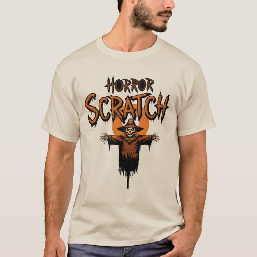 HORROR SCRATCH Spooky Scarecrow Halloween Tシャツ (正面)