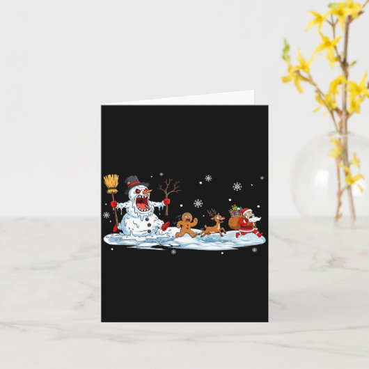 Horror Snowman Christmas Reindeer Gingerbread Sant カード (黄色い花)
