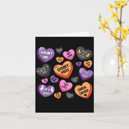 Horror Soky Candy Heart Valentines Day Lover Tee H カード (黄色い花)