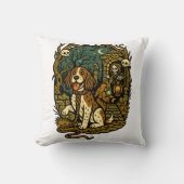 Horror Spooky Skeleton Dog Aesthetic クッション (正面)