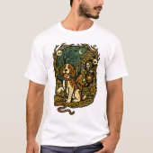 Horror Spooky Skeleton Dog Aesthetic Tシャツ (正面)