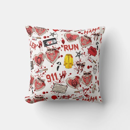 Horror Themed Decor Blood Splatter Throw Cushion クッション (正面)