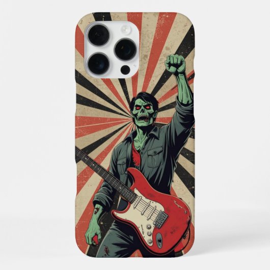 Horror Zombie Rock Guitarist Soviet Art Music Fan iPhoneケース (裏面)