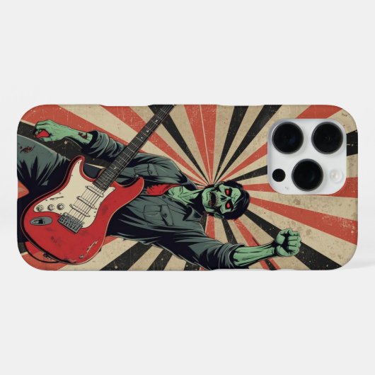 Horror Zombie Rock Guitarist Soviet Art Music Fan iPhoneケース (裏面横)
