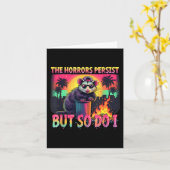 Horrors Persist But So Do I Funny Racoon Ossum Ske カード (黄色い花)