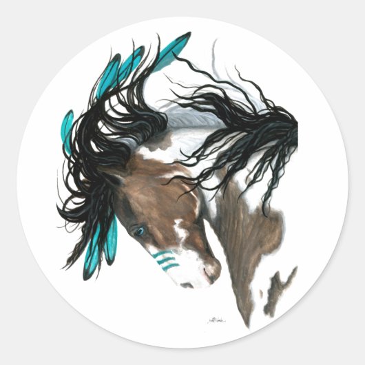 Horse威厳のある Stickers by Bihle ラウンドシール (正面)