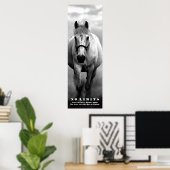 Horse やる気を起こさせる No Limitsアートワーク白黒 ポスター (ホームオフィス)