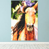 *~* Horse ウマ科の AR22 Black Mane Art Canvas Print キャンバスプリント (インサイチュ (ウッドフロア))