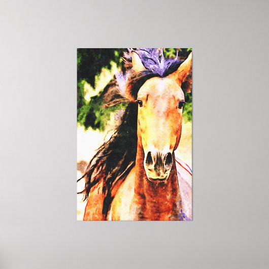 *~* Horse ウマ科の AR22 Black Mane Art Canvas Print キャンバスプリント (正面)