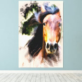 *~* Horse ウマ科の AR22 Black Mane Wall Canvas Print キャンバスプリント (インサイチュ (ウッドフロア))