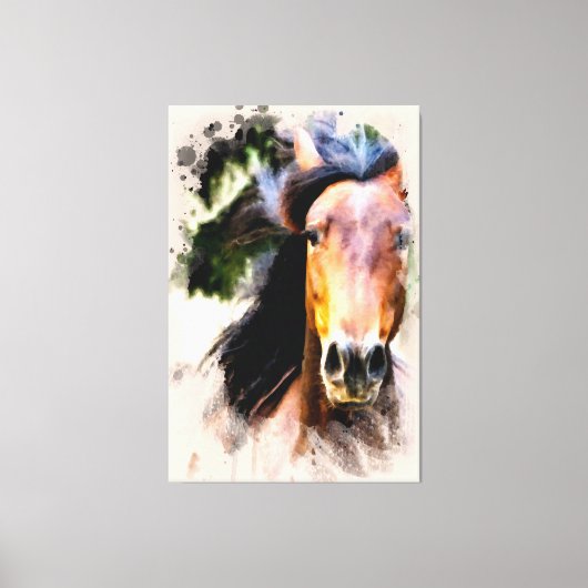 *~* Horse ウマ科の AR22 Black Mane Wall Canvas Print キャンバスプリント (正面)
