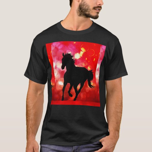 Horse《写真》ぼけ味キャンバスのテクスチャプリント Tシャツ (正面)