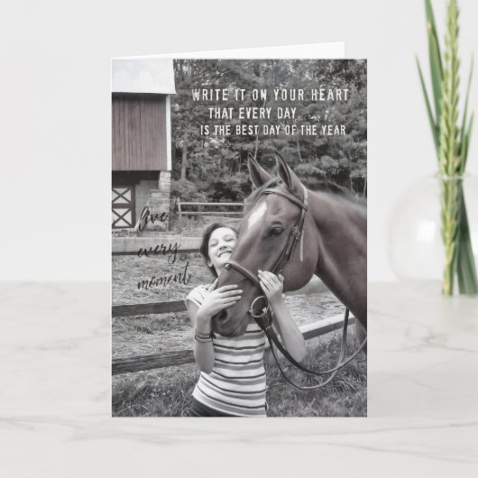 HORSE 熱狂する Greeting Card サンキューカード (正面)