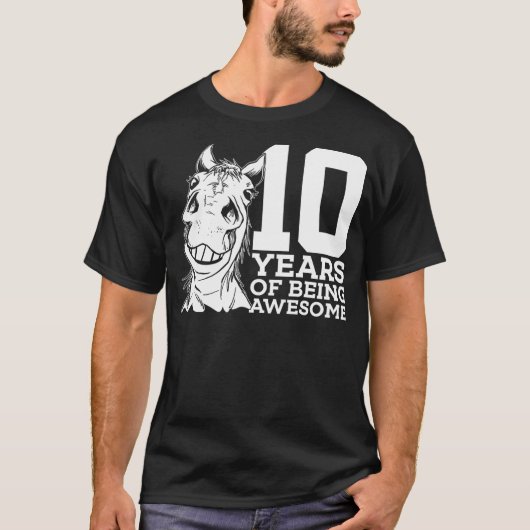 HORSE 10 YEARS OF BEING AWESOME RIDING 10TH BIRTHD Tシャツ (正面)