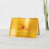 Horse 2026 Chinese Lunar New Year Gold Foil Red シーズンカード (裏面)