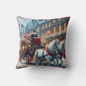 Horse and Carraige Christmas pillow クッション (裏面)