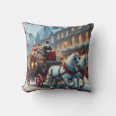 Horse and Carraige Christmas pillow クッション (正面)