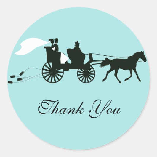 Horse and Carriage結婚's Thank Stickers ラウンドシール (正面)