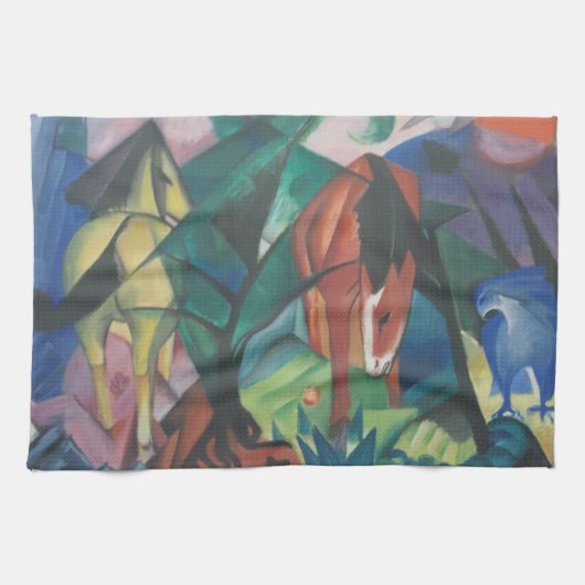 Horse and Eagle by Franz Marc, Cubism Artヴィンテージ キッチンタオル (横)