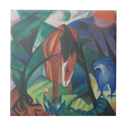 Horse and Eagle by Franz Marc, Cubism Artヴィンテージ タイル (正面)