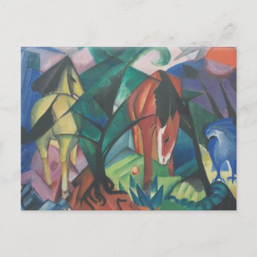 Horse and Eagle by Franz Marc, Cubism Artヴィンテージ ポストカード (正面)