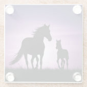Horse and Foal Silhouette ガラスコースター (裏面)
