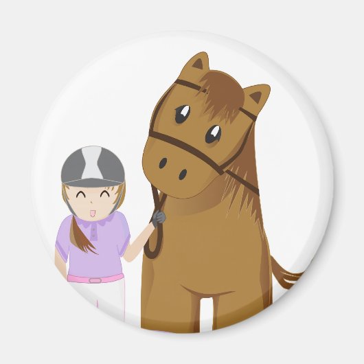 Horse and girl - Menina e cavalo マグネット (正面)