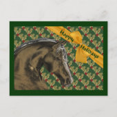 Horse And Holly Christmas Holiday Customizable シーズンポストカード (正面)