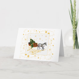 Horse and Sleigh with gold accents Holiday card シーズンカード