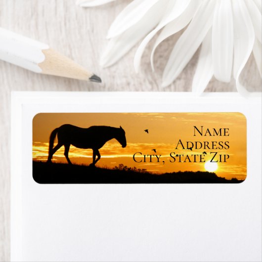 Horse and Sunset Return Address ラベル (インサイチュ)