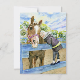 Horse Anytime Cardを持つ女の子 ポストカード