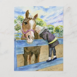 Horse Anytime Cardを持つ女の子 ポストカード