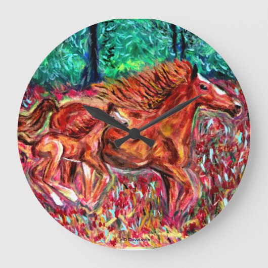 Horse Art - Designer Clocks - Art by D. Davidsohn ラージ壁時計 (正面)