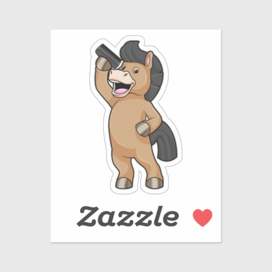 Horse as Hairdresser with Comb シール (シート)