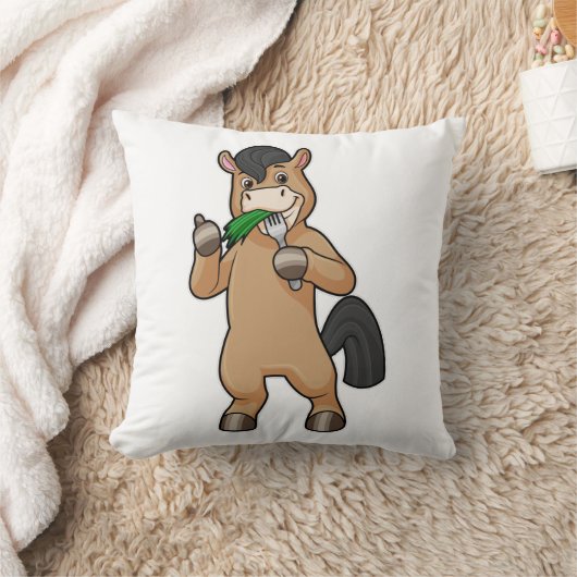 Horse at Eating Vegan クッション (ブランケット)