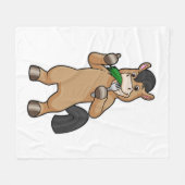 Horse at Eating Vegan フリースブランケット (正面(横))