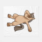 Horse at Hip Hop Dance Dab フリースブランケット (正面(横))