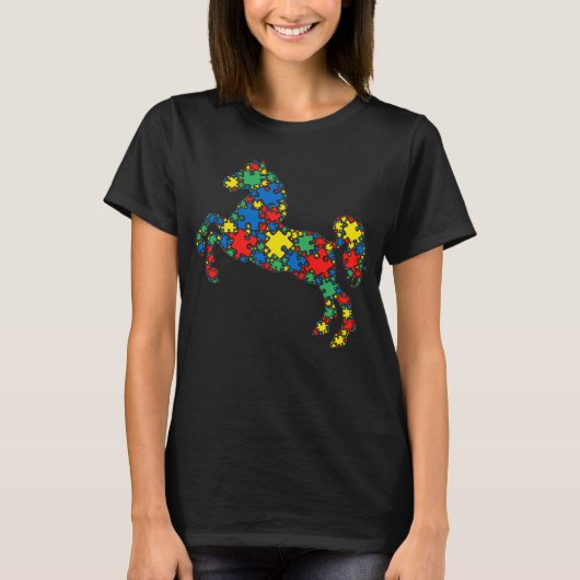 Horse Autism Puzzle for Women Men Kids Autism Awar Tシャツ (正面)