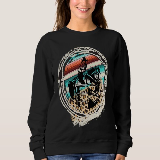 Horse Barrel Racing Serape Leopard スウェットシャツ (正面)