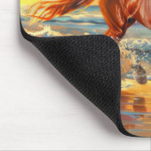 Horse Beach Ocean Sunset Painting マウスパッド (コーナー)