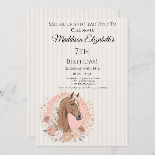 Horse Birthday 招待状 (正面/裏面)