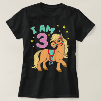 Horse Birthday 3 Years Toddler Girls Tシャツ