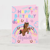 Horse Birthday Card in Pink カード (正面)
