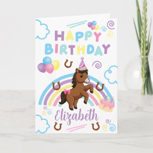 Horse Birthday Card in White カード (正面)