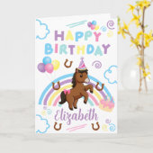 Horse Birthday Card in White カード (黄色い花)