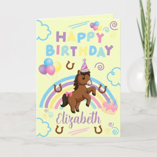 Horse Birthday Card in Yellow カード (正面)