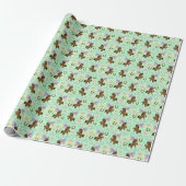 Horse Birthday Gift Wrapping Paper in Green ラッピングペーパー (アンロールド)