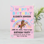 Horse Birthday Invitation in Pink 招待状 (スタンド正面)