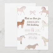 Horse Birthday Invitation Pony Party Ride On Over  招待状 (正面/裏面)