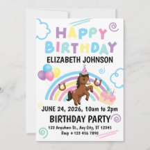 Horse Birthday Invitation White
